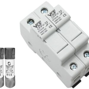2 separatoare modulare pentru sisteme fotovoltaice CFPV-32 cu siguranta fuzibila de 1000V 10x38mm inclusa