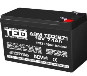 Acumulator VRLA 12V 7.1Ah TED003225 - Fiabilitate și Performanță 1 Acumulator VRLA, 12V, 7.1Ah, F2 T2, TED003225. Fiabilitate si performanță