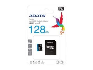 CARD MicroSD ADATA 128GB Clasa 10 cu adaptor, AUSDX128GUICL10A1-RA1. Fiabilitate si performanță