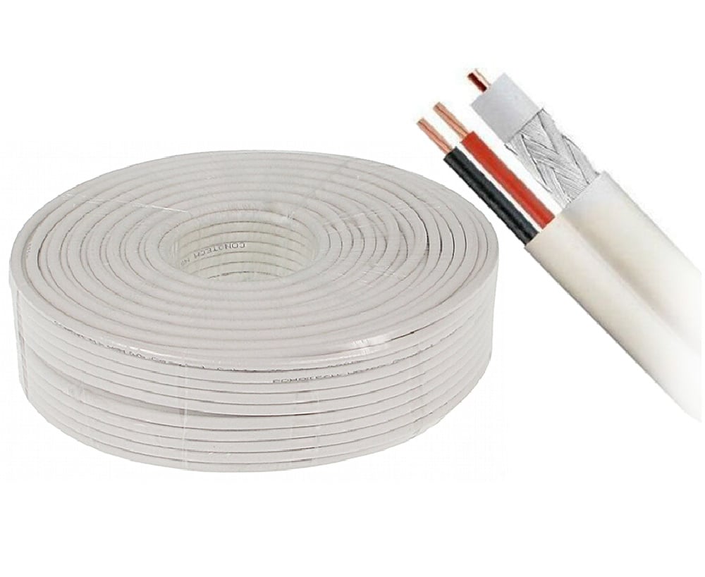 Cablu coaxial RG6 Cupru + 2X 0,75 alimentare CCA, 100M Safer, TW100SCCA. Fiabilitate si performanță 1 Cablu coaxial RG6 Cupru + 2X 0