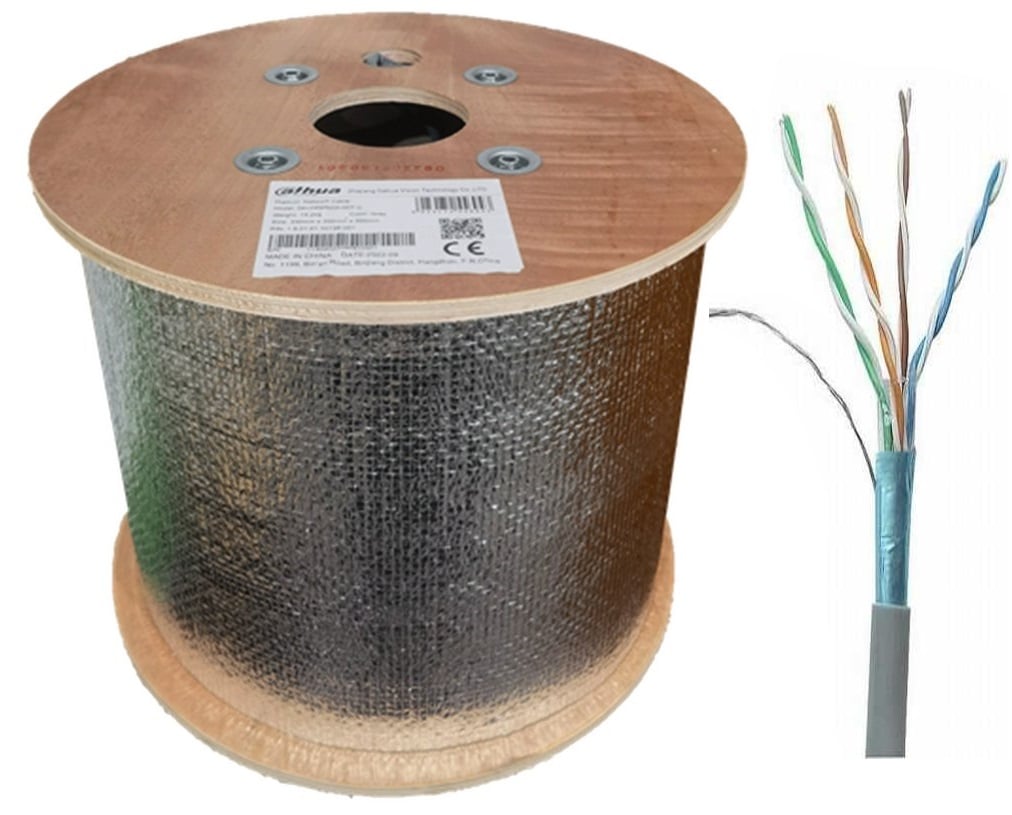 Cablu de retea FTP Cat5e, Cupru, Manta din PVC, 305m, Dahua PFM920I-5EF-C. Fiabilitate si performanță 1 Cablu de retea FTP Cat5e