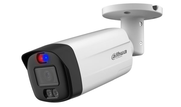 Camera HDCVI 5MP cu alarma optica Rosu-Albastru