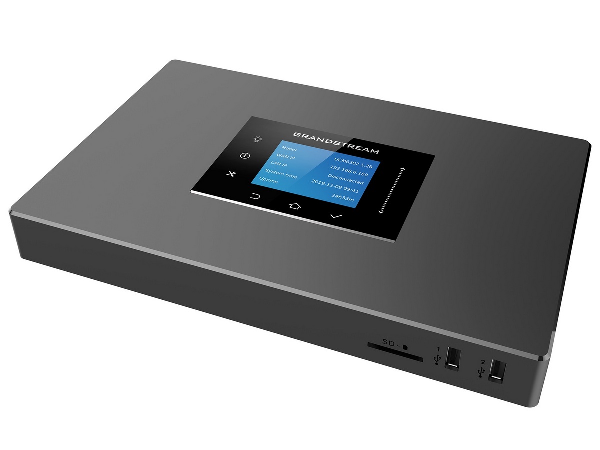 Centrala telefonica Grandstream IP PBX, 1000 utilizatori, ecran LCD, PoE+, 4x Rj11, 3x RJ45, 2x porturi USB, slot card SD, UCM6302. Fiabilitate si performanță 1 Centrala telefonica Grandstream IP PBX
