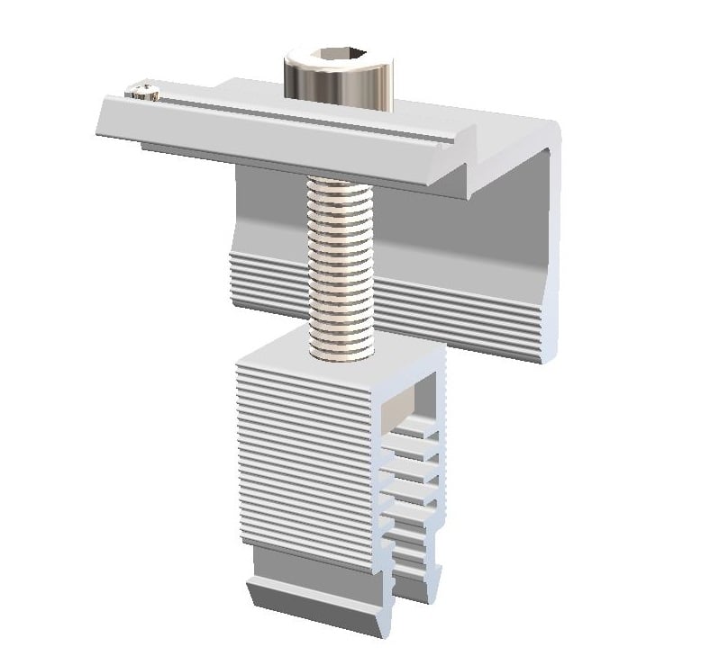 Clema de capat cu clips, pentru prinderea panourilor solare, surub inclus, Aerocompact CLE10. Fiabilitate si performanță 1 Clema de capat cu clips
