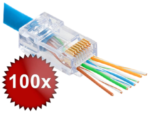 Conector neecranat Pass Through RJ45, Pachet 100 bucati, CAT 6E, TEL0072. Fiabilitate si performanță
