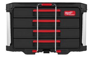 Cutie PACKOUT cu 4 sertare Milwaukee - Fiabilitate și Performanță 1 Cutie PACKOUT cu 4 sertare Milwaukee, polimeri rezistenti, tija de blocare, 4932493189. Fiabilitate si performanță
