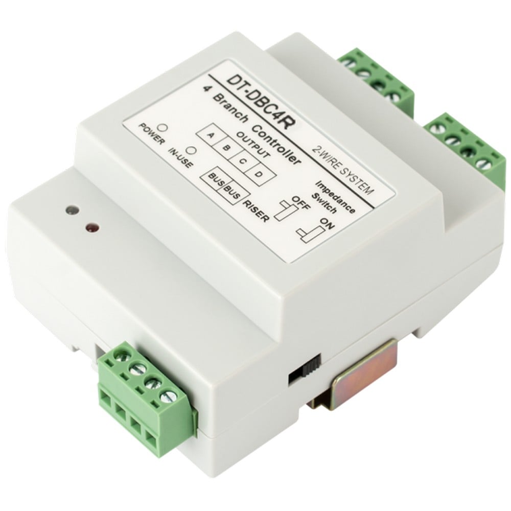 Distribuitor video cu 4 ramuri cu functie de izolare si protectie, pentru sistemele de interfonie pe 2 fire, DT-DBC4R. Fiabilitate si performanță 1 Distribuitor video cu 4 ramuri cu functie de izolare si protectie