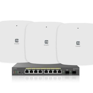 Kit 1x switch PoE 55W si 3x access point Dual Band