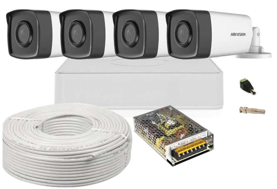 Kit 4 camere de exterior, FullHD, 80m IR, Hikvision KIT4HIKFHD80-S-1. Fiabilitate si performanță 1 Kit 4 camere de exterior