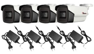 Kit 4 camere de exterior Safer PRO, 5MP si 4 alimentatoare 12V 2A, Safer 4xSAF-PRO5MPx4EU12V. Fiabilitate si performanță