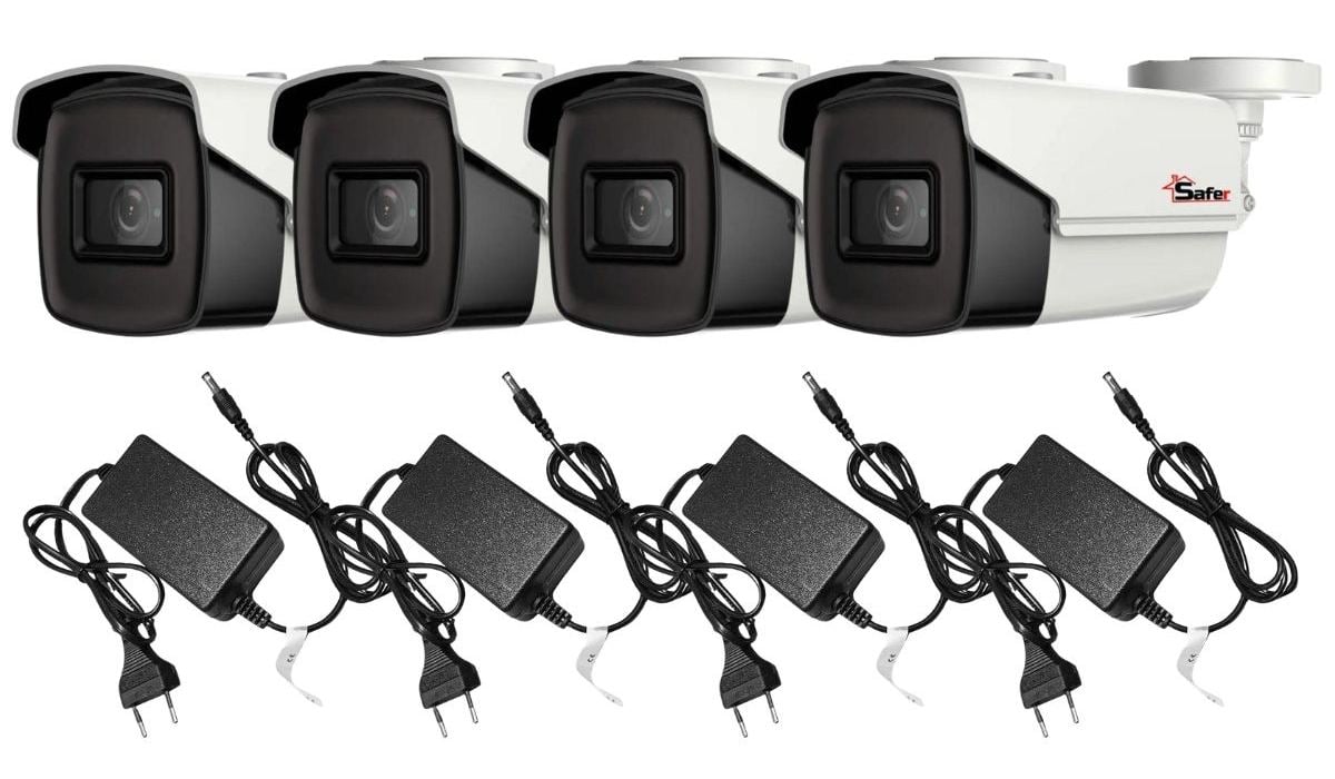 Kit 4 camere de exterior Safer PRO, 5MP si 4 alimentatoare 12V 2A, Safer 4xSAF-PRO5MPx4EU12V. Fiabilitate si performanță 1 Kit 4 camere de exterior Safer PRO