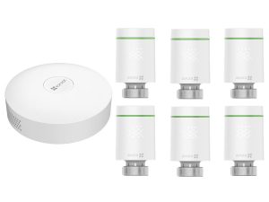 Kit Gateway A3 și 6 Termostate Smart T55 Ezviz - Performanță Fiabilă 1 Kit Gateway A3 si 6 termostate smart T55 Ezviz, protocol Zigbee, 2.4GHz, control aplicatie, CS-6T55-A3. Fiabilitate si performanță