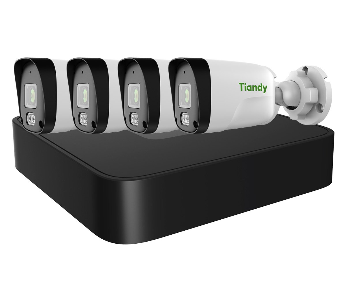 Kit IP de supraveghere Tiandy, NVR 4 canale PoE, 4 camere 2 MP, microfon, iluminare IR 30 m, TC-KIT/R3104/4TC-C321N28. Fiabilitate si performanță 1 Kit IP de supraveghere Tiandy