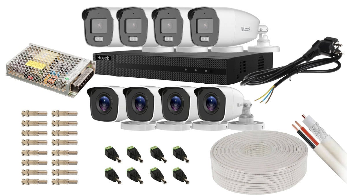 Kit de supraveghere Full HD, 2MP, IR40, DVR 8 canale, sursa alimentare, Hikvision HiLook KIT8EXTHIK2MP-DVR-POS-ACC. Fiabilitate si performanță 1 Kit de supraveghere Full HD