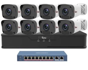Kit de supraveghere IP, 8 camere exterior 4MP, 2.8mm, IR 30 metri si NVR 8 canale, KITIP-8X-4MP2830POE. Fiabilitate si performanță