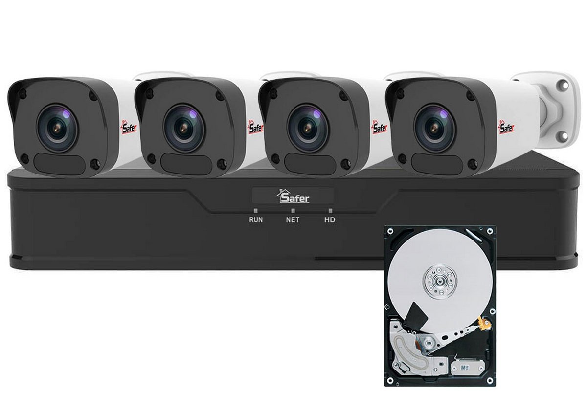 Kit de supraveghere IP PoE, 4 camere de exterior 4MP 2K, lentila 2.8mm, IR 30m, NVR 8 canale, Safer KITSAF4MPEXT. Fiabilitate si performanță 1 Kit de supraveghere IP PoE