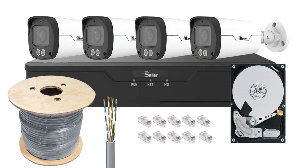 Kit de supraveghere IP complet, 4 camere exterior ColorHunter 4MP 2K, LED alb 30m, PoE si NVR 8 canale KITPOE4MPEXT-2. Fiabilitate si performanță 1 Kit de supraveghere IP complet