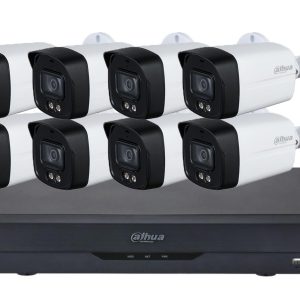 Kit de supraveghere compus din 8 Camere Dahua Full Color de 5 MP cu microfon si DVR 8 canale cu AI