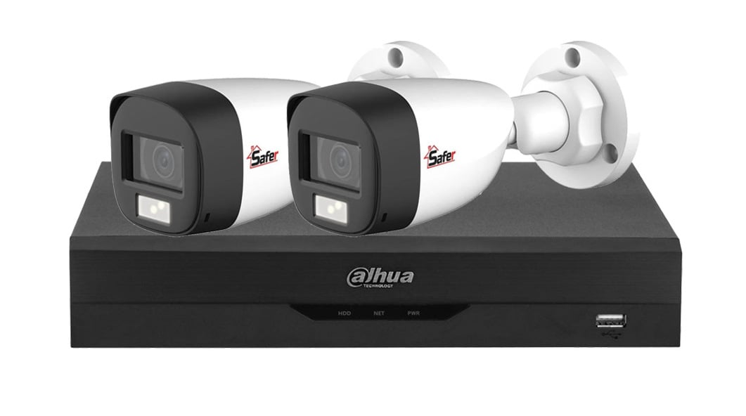 Kit de supraveghere pentru exterior, 2 camere de 2MP Full HD, IR si LED, Tehnologie HDCVI, DVR 4 canale, Functii AI, Dahua KITSAF2X-2MP2028U. Fiabilitate si performanță 1 Kit de supraveghere pentru exterior