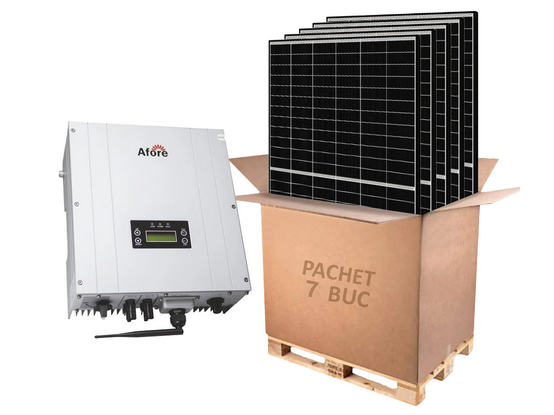 Kit invertor On-Grid monofazat Afore, 3KW si 7 panouri fotovoltaice monocristaline 455W Canadian Solar, HNS3000TL-2-455W. Fiabilitate si performanță 1 Kit invertor On-Grid monofazat Afore