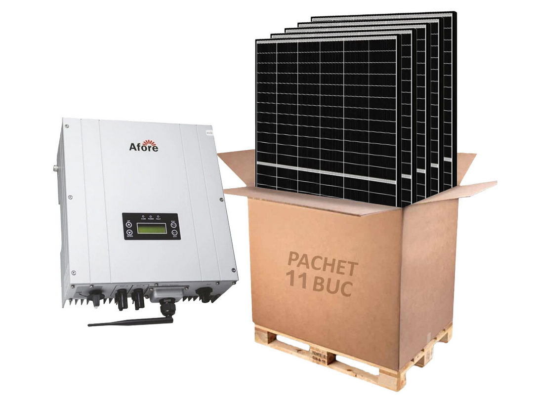 Kit invertor On-Grid monofazat Afore, 5KW si 11 panouri fotovoltaice monocristaline 455W Canadian Solar, HNS5000TL-2-455W. Fiabilitate si performanță 1 Kit invertor On-Grid monofazat Afore