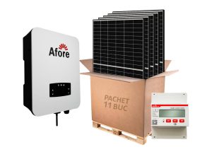 Kit Invertor On-Grid Trifazat 5kW - Performanță și Fiabilitate 1 Kit invertor On-Grid trifazat 5kW, 11 panouri fotovoltaice si contor de energie 50kWA, Afore BNT005KTL-KIT. Fiabilitate si performanță