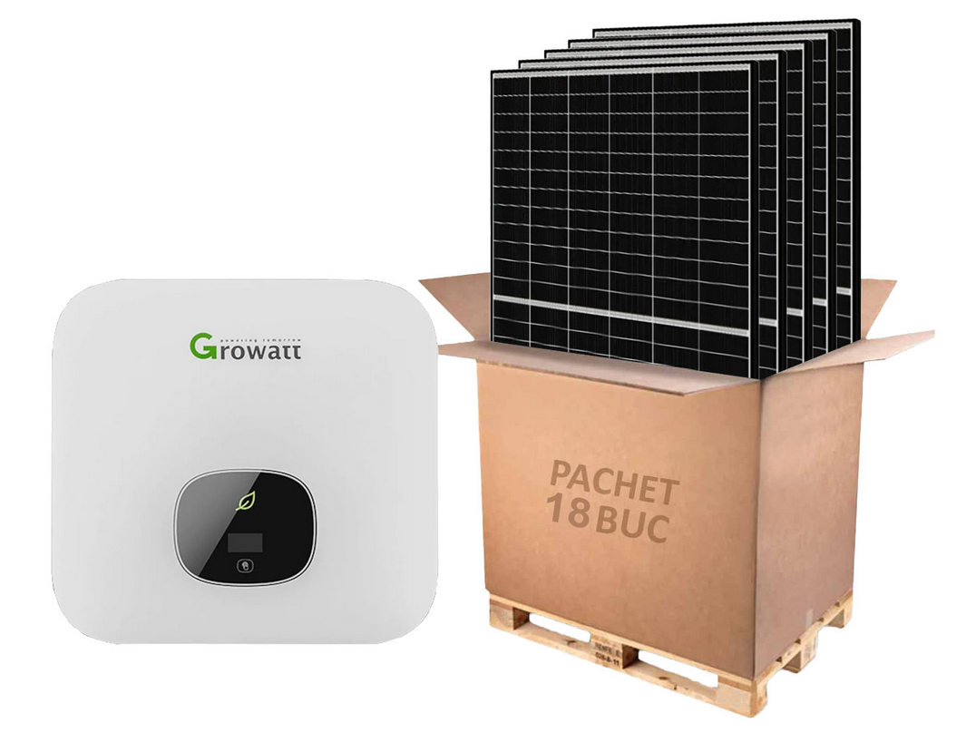 Kit invertor On-Grid trifazat 8kW si 18 panouri fotovoltaice, Growatt KIT-MOD-8000-TL3-X(AFCI)-panou. Fiabilitate si performanță 1 Kit invertor On-Grid trifazat 8kW si 18 panouri fotovoltaice