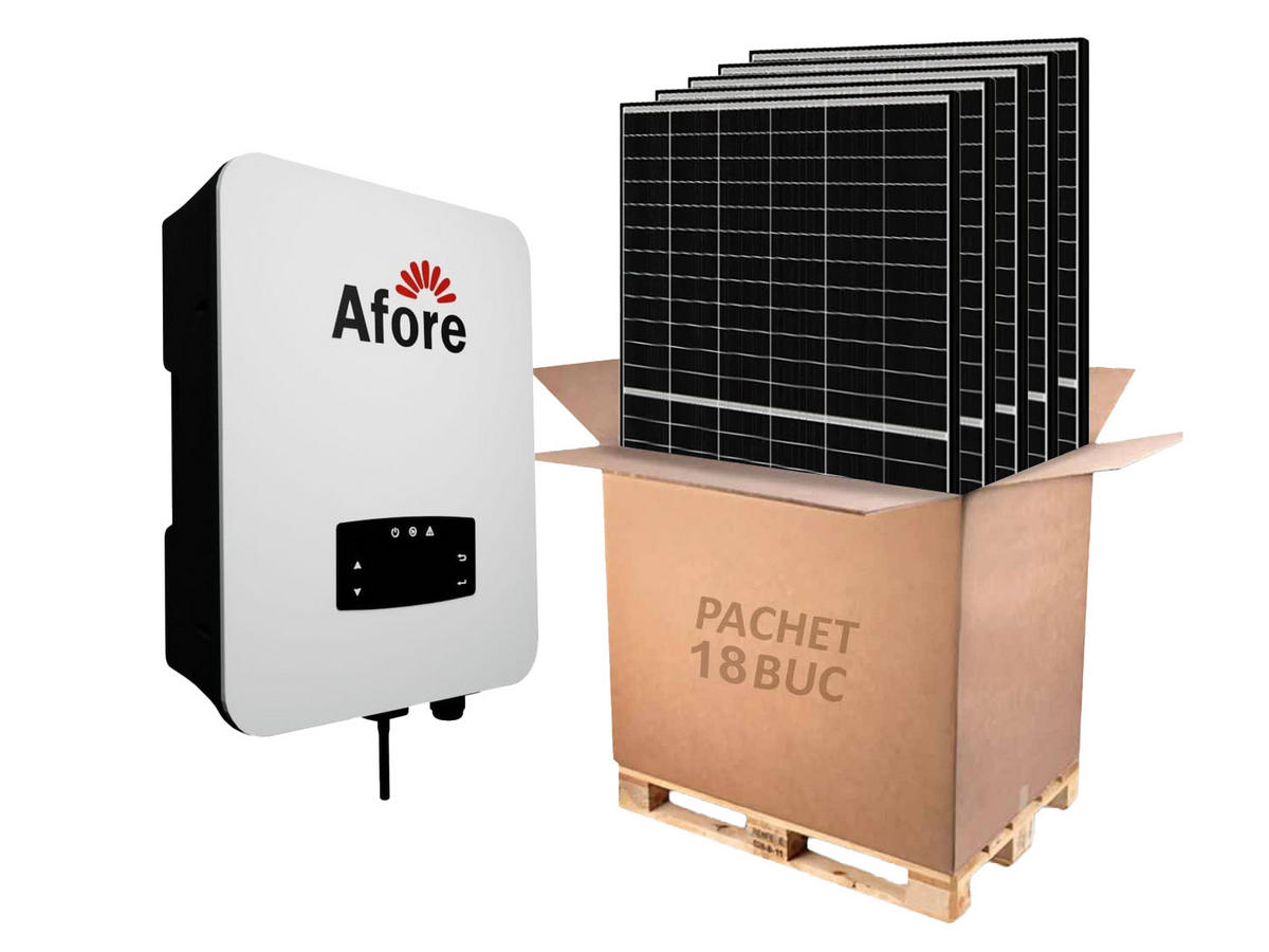 Kit invertor On-Grid trifazat Afore, 8KW si 18 panouri fotovoltaice monocristaline 455W Canadian Solar, BNT008KTL-455W. Fiabilitate si performanță 1 Kit invertor On-Grid trifazat Afore