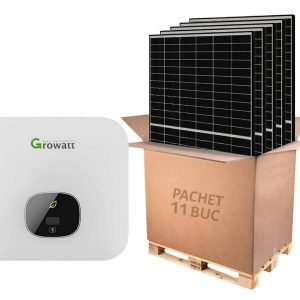 Kit invertor hibrid trifazat 5kW si 11 panouri fotovoltaice