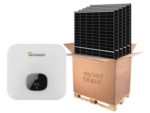 Kit invertor hibrid trifazat 8kW si 18 panouri fotovoltaice, Growatt KIT-MODd8000TL3-XH-panou. Fiabilitate si performanță