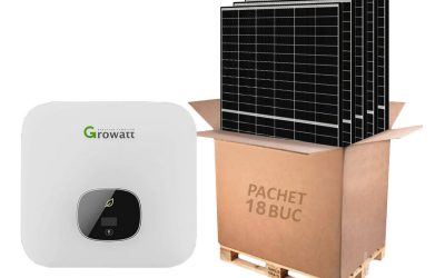 Articole 9 Kit invertor hibrid trifazat 8kW și 18 panouri fotovoltaice Growatt