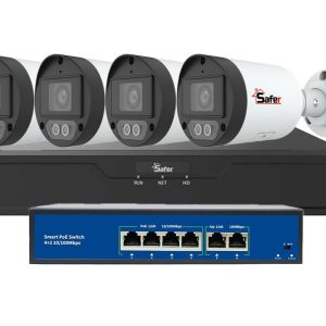 Kit mixt de supraveghere video IP, 4 camere 2MP FULL HD, Iluminare LED/IR 30 m, NVR 4 canale, PoE, Safer, KITIP-4X-2MP2830-2. Fiabilitate si performanță – ofertă, preț și specificații
