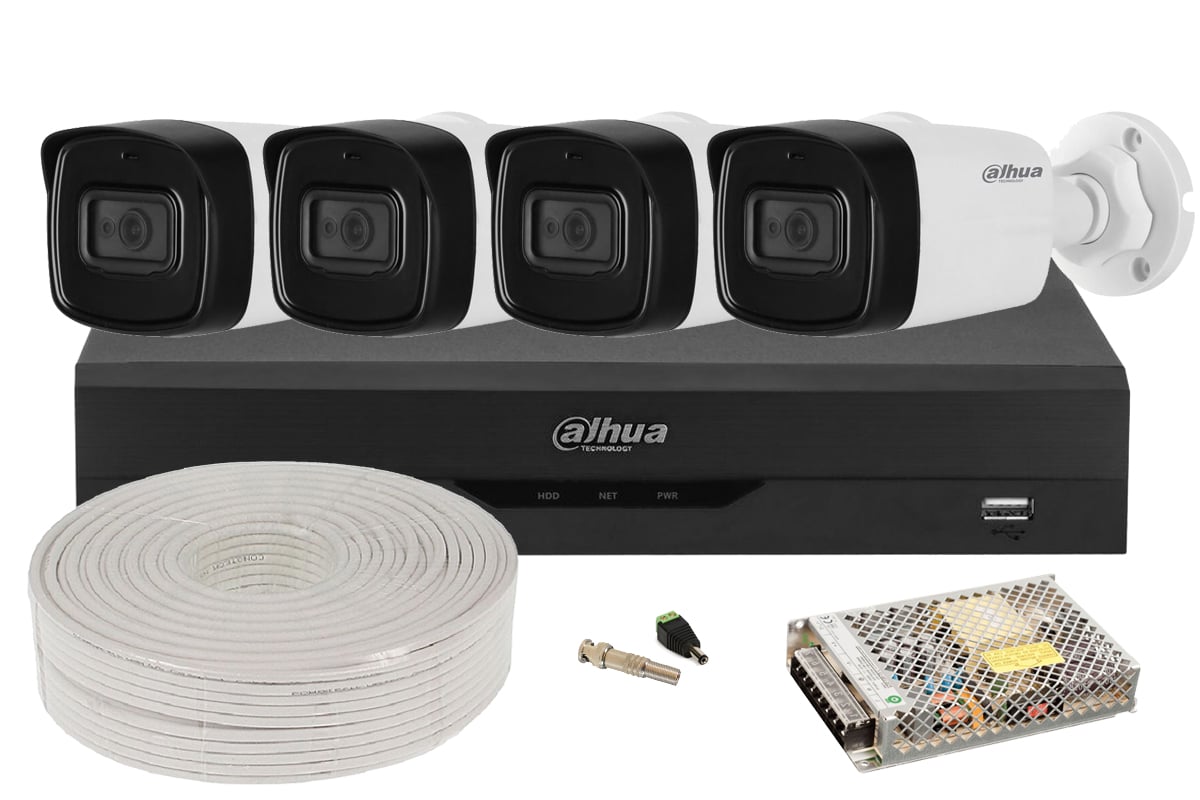 Kit pentru exterior cu 4 camere 2K, IR 80m + DVR 4 canale AI Dahua, KIT4DHFHD80-TW. Fiabilitate si performanță 1 Kit pentru exterior cu 4 camere 2K