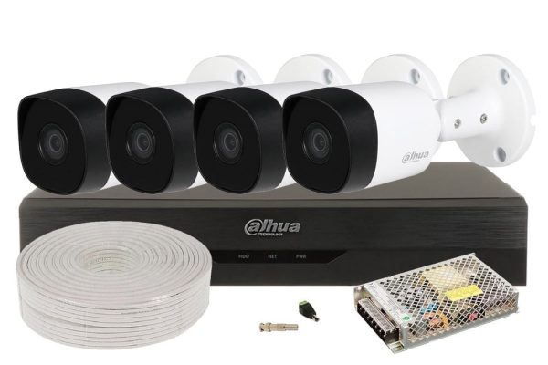 Kit supraveghere 4 camere 2MP Full HD + DVR 4 canale si accesorii