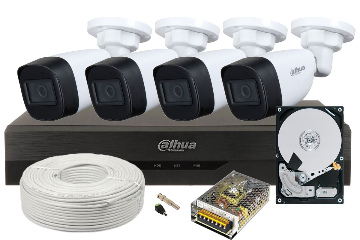Kit supraveghere complet, 4 camere Bullet 5MP, IR 30m si DVR 4 canale, KIT-4EXTDVRI3ACC. Fiabilitate si performanță 1 Kit supraveghere complet