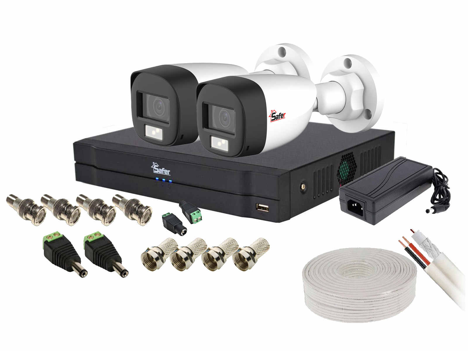 Kit supraveghere video 2 camere FULL HD, 2MP, IR 20m, DVR cu AI si accesorii. Fiabilitate si performanță 1 Kit supraveghere video 2 camere FULL HD