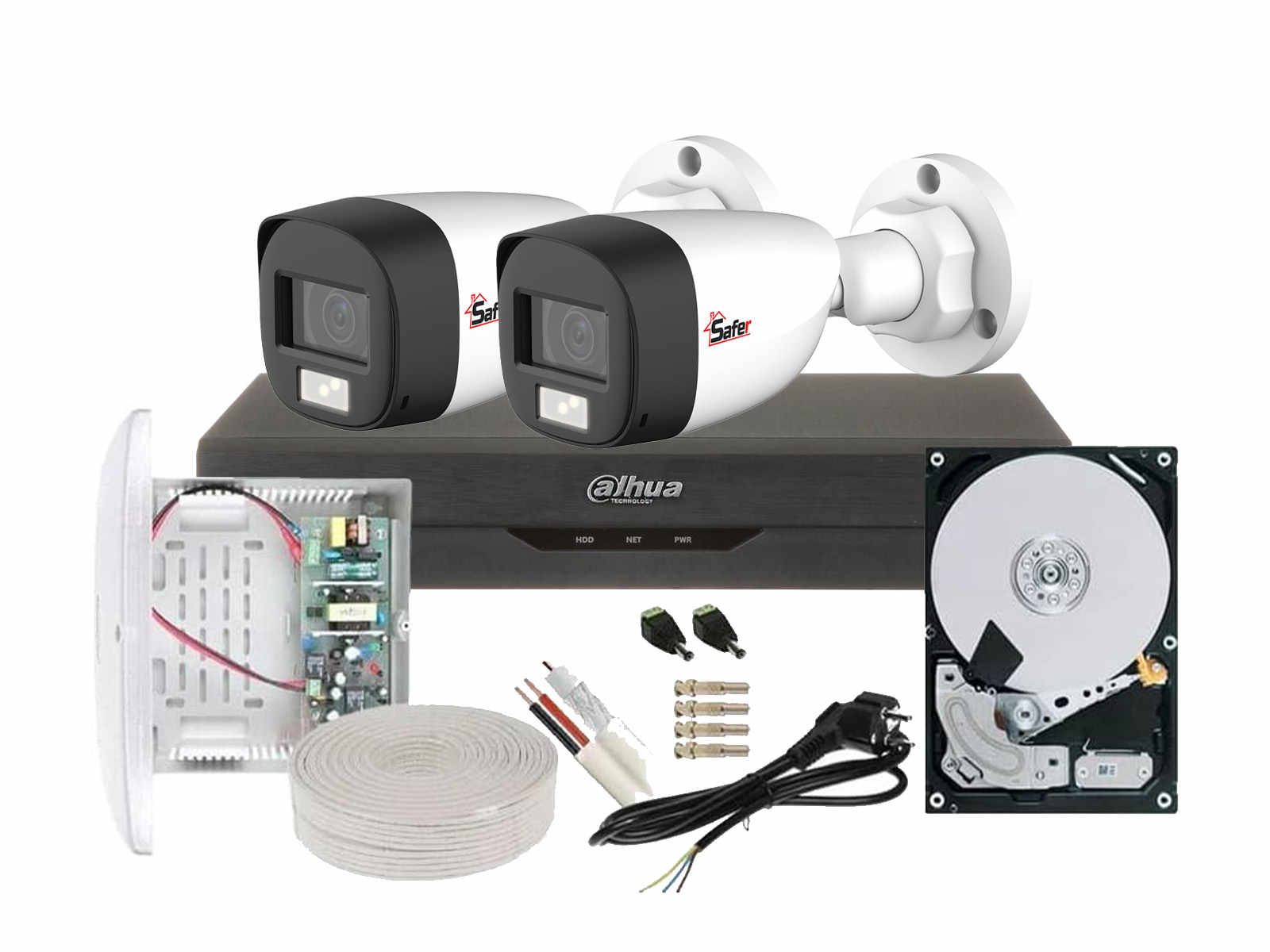 Kit supraveghere video 2 camere, complet, 2MP FULL HD, IR 20m, 1 x HDD, SAF2E22-1TB-SHQ-DH. Fiabilitate si performanță 1 Kit supraveghere video 2 camere