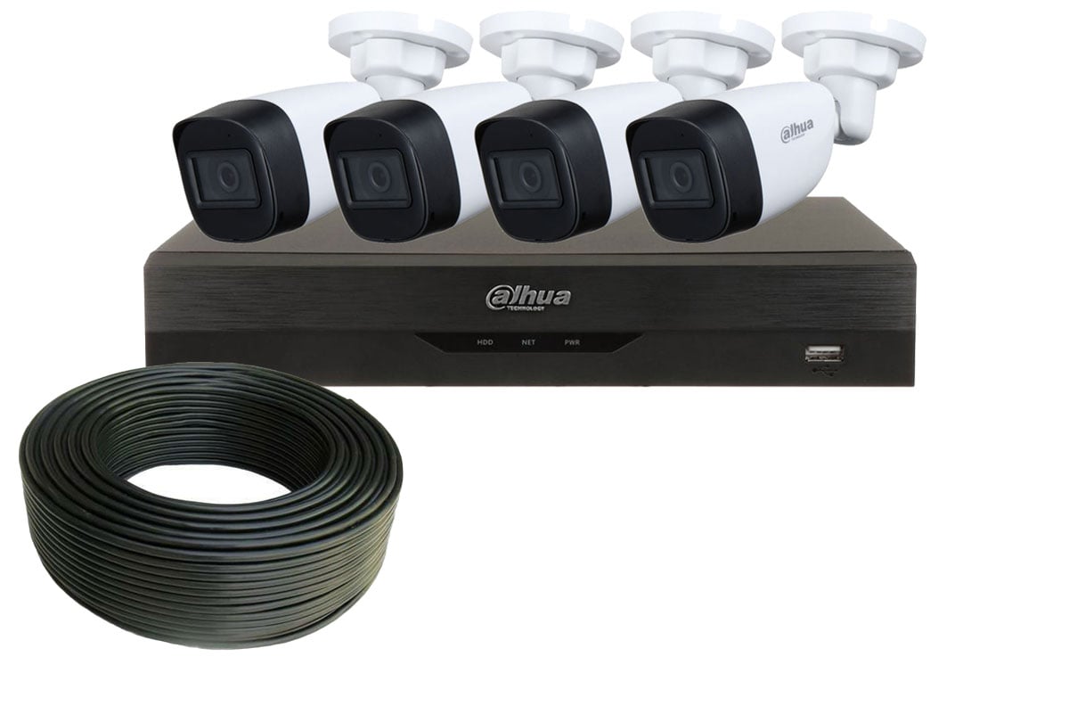 Kit supraveghere video, DVR cu 4 camera bullet, smart IR 30m, Dahua KITDAH-5MPIR3028-XVRI3. Fiabilitate si performanță 1 Kit supraveghere video