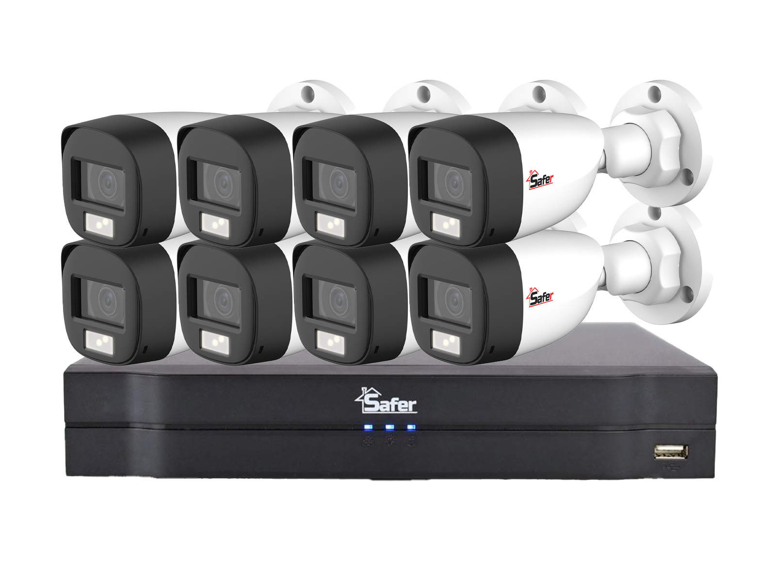 Kit supraveghere video, DVR cu 8 camere tip bullet, smart IR 20m, Safer KIT8EXT20IRSAF. Fiabilitate si performanță 1 Kit supraveghere video