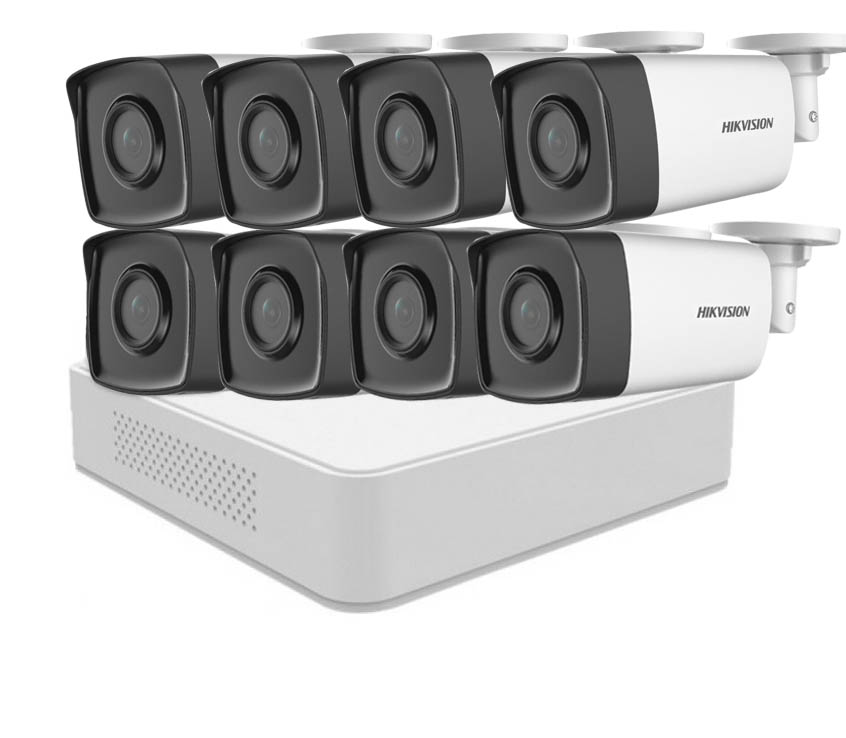 Kit supraveghere video, DVR cu 8 camere tip bullet, smart IR 40m, Hikvision SAF-8XFHDIR40. Fiabilitate si performanță 1 Kit supraveghere video