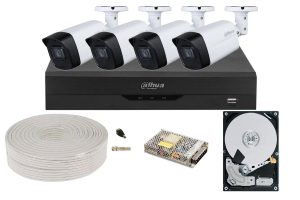 Kit supraveghere video complet cu 4 camere exterior 2MP FULL HD, IR 80m, accesorii si HDD 1TB, SAF-4E52-1TB-S-C. Fiabilitate si performanță