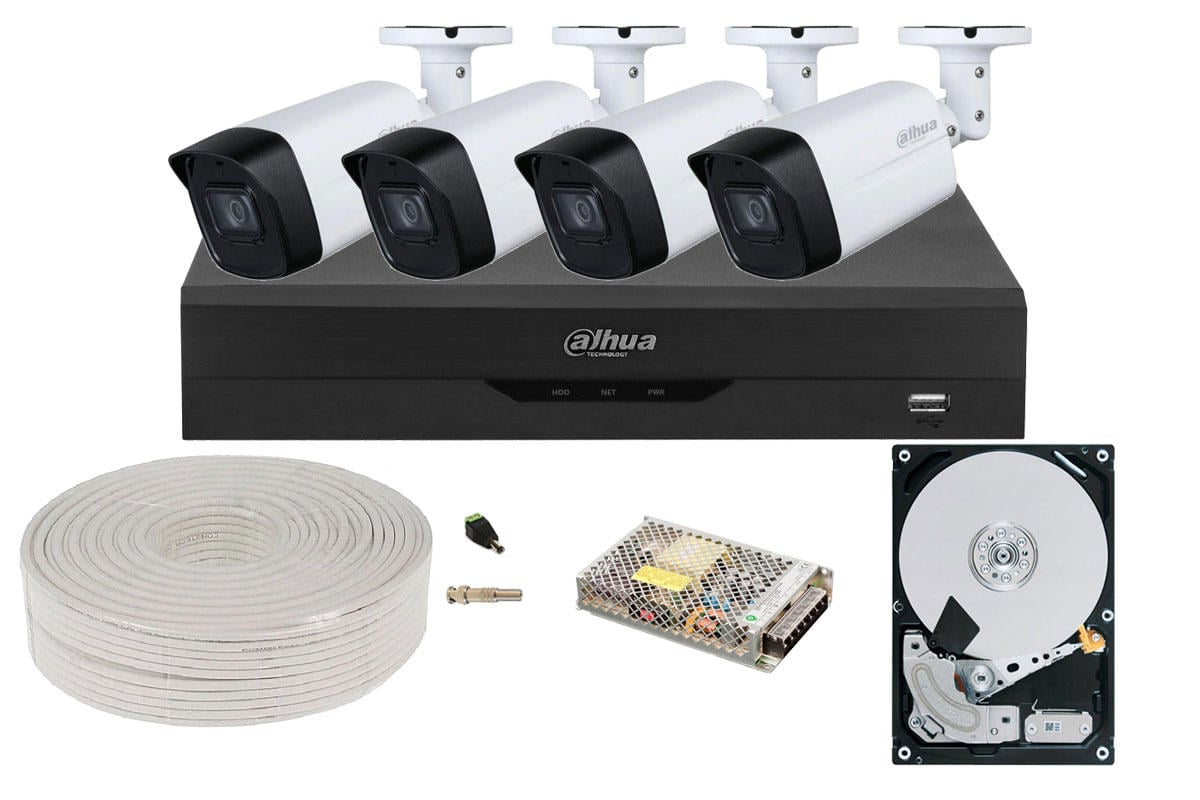 Kit supraveghere video complet cu 4 camere exterior 2MP FULL HD, IR 80m, accesorii si HDD 1TB, SAF-4E52-1TB-S-C. Fiabilitate si performanță 1 Kit supraveghere video complet cu 4 camere exterior 2MP FULL HD