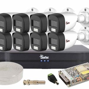 Kit supraveghere video complet cu 8 camere exterior 2MP Safer