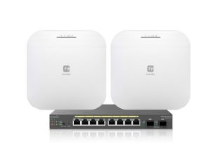 Kit switch PoE 8 porturi GB & Access Point Wi-Fi 6 | EnGenius 1 Kit switch PoE 8 porturi GB, 2 porturi SFP si access point dual band Wi-Fi 6, EnGenius KitFITOfficePlus. Fiabilitate si performanță