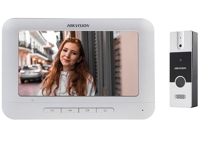 Kit videointerfon Hikvision 4 Fire FULL HD, 7 inch, DS-KIS202T. Fiabilitate si performanță 1 Kit videointerfon Hikvision 4 Fire FULL HD