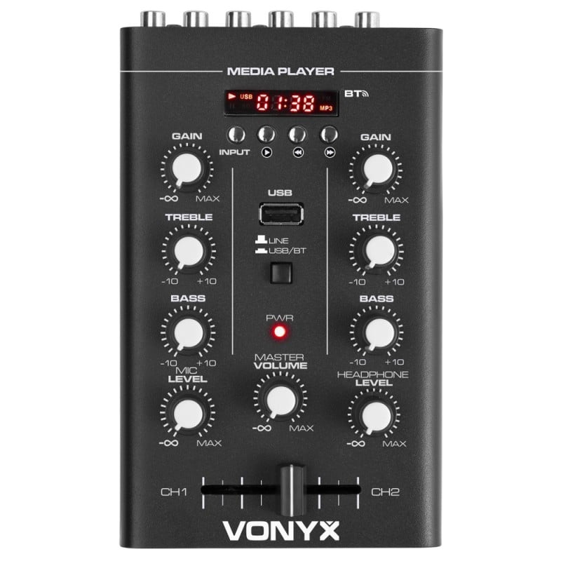 Mixer 2 canale, 200mW, Bluetooth, USB, RCA, MP3, intrare microfon, VONYX STM500BT. Fiabilitate si performanță 1 Mixer 2 canale