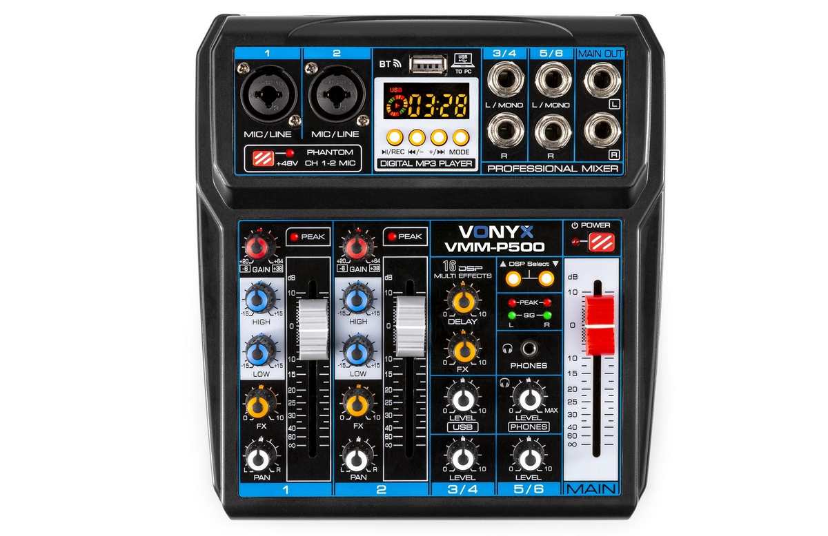 Mixer analog 4 canale Vonyx VMM-P500, Bluetooth, USB, MP3, Jack, XLR. Fiabilitate si performanță 1 Mixer analog 4 canale Vonyx VMM-P500