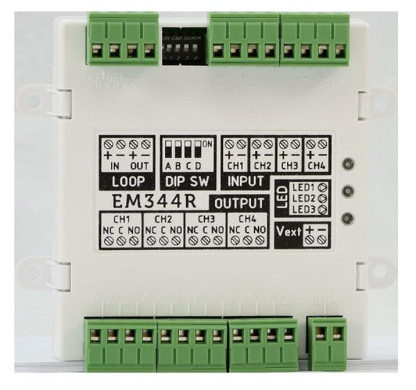Modul adresabil 4 intrari / 4 iesiri pe releu Inim EM344R