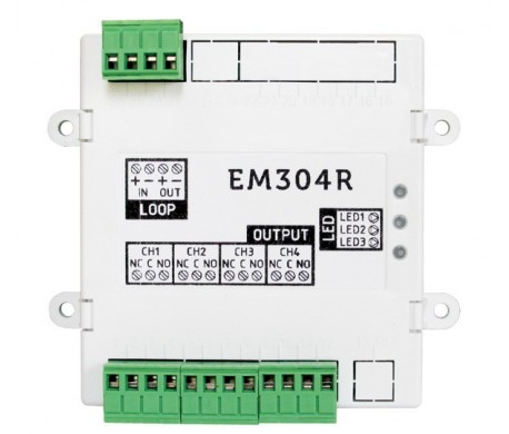 Modul adresabil Inim Em304R, 4 iesiri pe releu, protocol Enea. Fiabilitate si performanță 1 Modul adresabil Inim Em304R