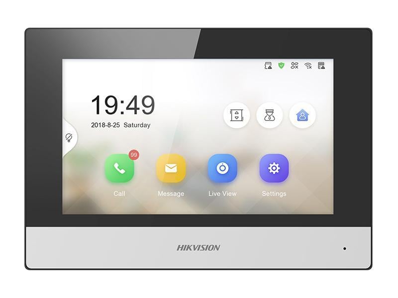 Monitor 7" inch TCP/IP cu Touch Screen Hikvision DS-KH6320-TE1, cablat, 128 Mb memorie, PoE DS-KH6320-TE1. Fiabilitate si performanță 1 Monitor 7" inch TCP/IP cu Touch Screen Hikvision DS-KH6320-TE1